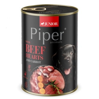 Piper Dog Junior храна за малки кученца с говежди сърца и моркови, 400 г Piper Dog Junior храна за малки кученца с говежди сърца и моркови, 400 г