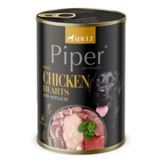 Piper Adult Dog храна за кучета с пилешки сърца, кафяв ориз и спанак, 400 г Piper Adult Dog храна за кучета с пилешки сърца, кафяв ориз и спанак, 400 г