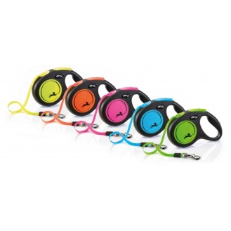 flexi Classic Neon S - 5м лента, оранж, до 15кг - светлоотразителен